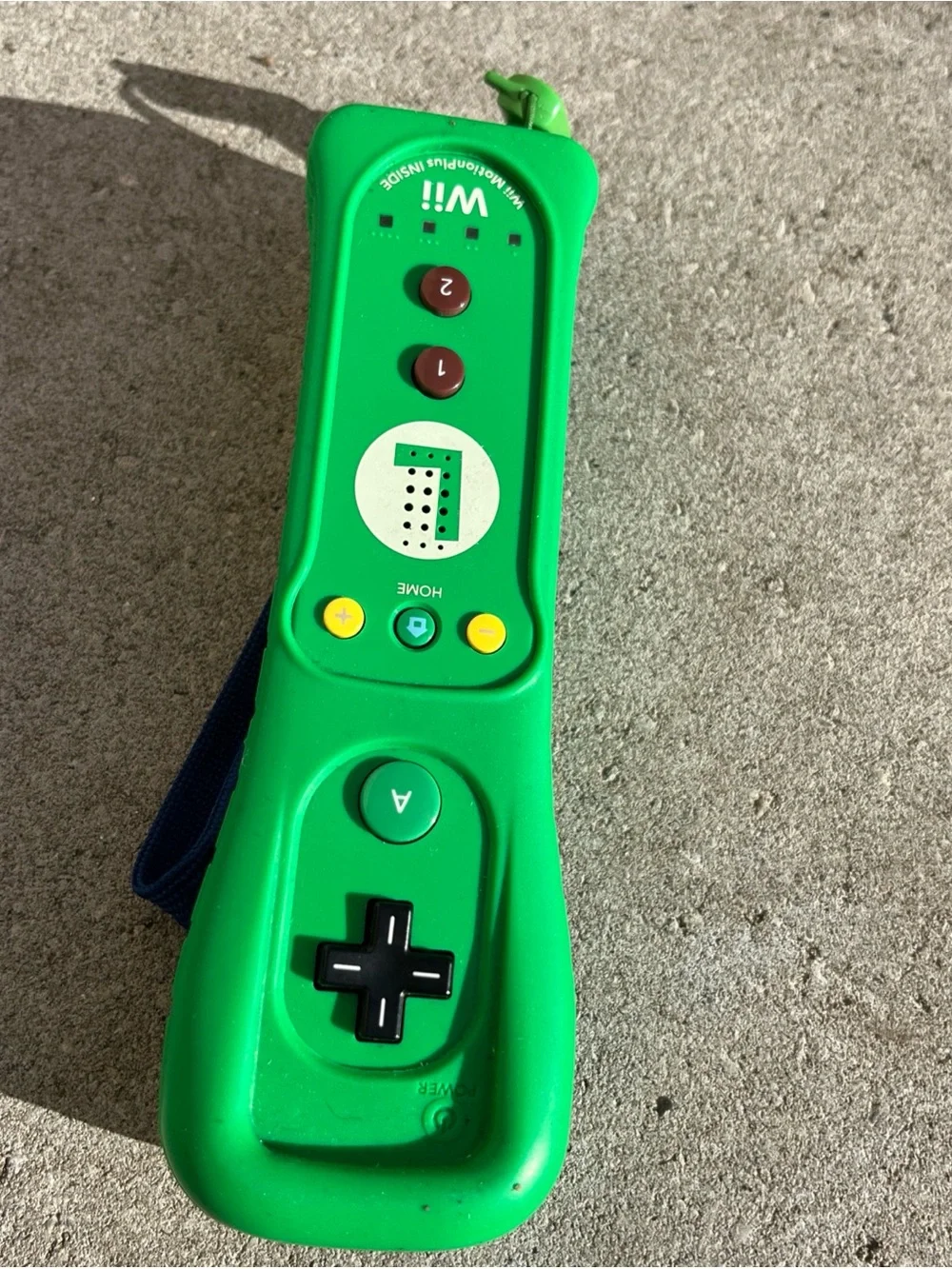 Nintendo Green Wii Remote Plus Controller with Blue Wrist Strap